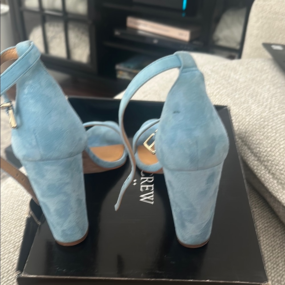 J. Crew Blue Suede Block Heel Sandals - Picture 4 of 6